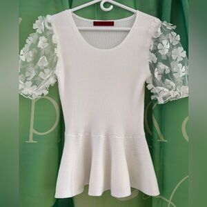 Love Scarlet Chic White Floral Sleeve Blouse